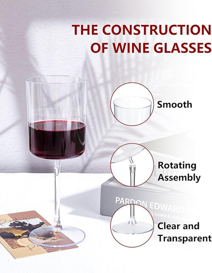 YOUBET 36Pack Plastic Wine Glasses - 10 oz Clear Disposable Wine Cups | Square - Image 4