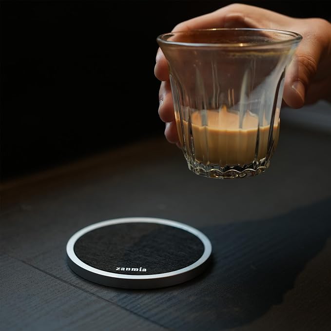Black Long-Lasting Metal Coaster, Absorbent Replaceable Felt Pads, Non-Slip | - Image 3