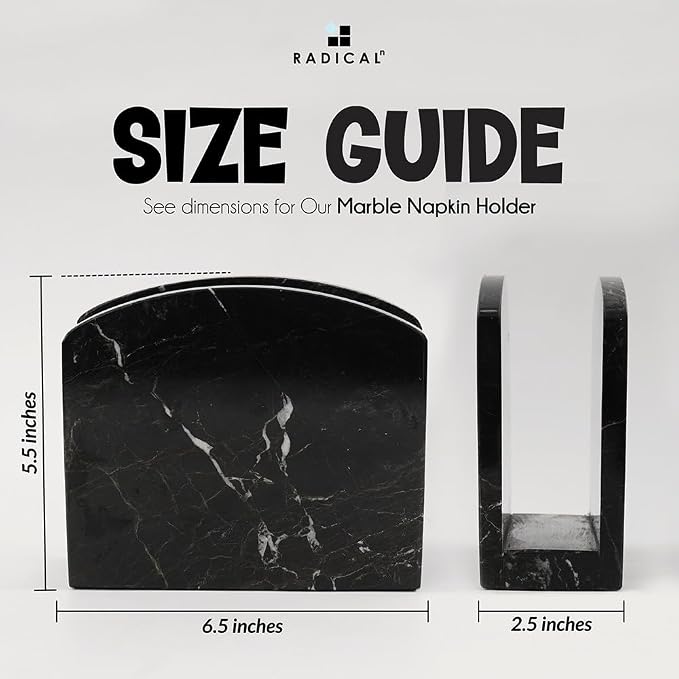 Radicaln Marble Napkin Holder 5.5" Inch Black Handmade Serviette Holder - Image 7