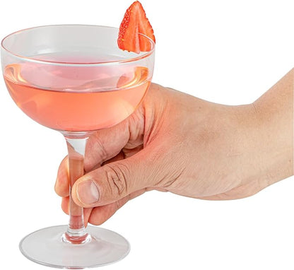 Restaurantware Coupe Cocktail Glasses 6 Count 8 Ounce Lead-Free Stemmed Drinkware Clear Glass Wide Bowl Elegant Design Sturdy Foot