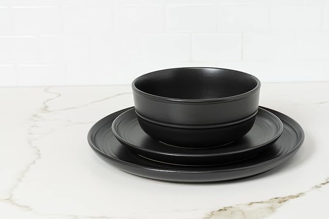 Double Line 10.5" Dinner Plate, Matte Black - Image 6