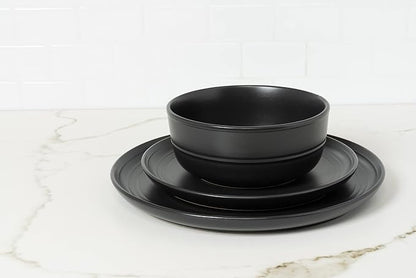 Double Line 10.5" Dinner Plate, Matte Black - Image 6