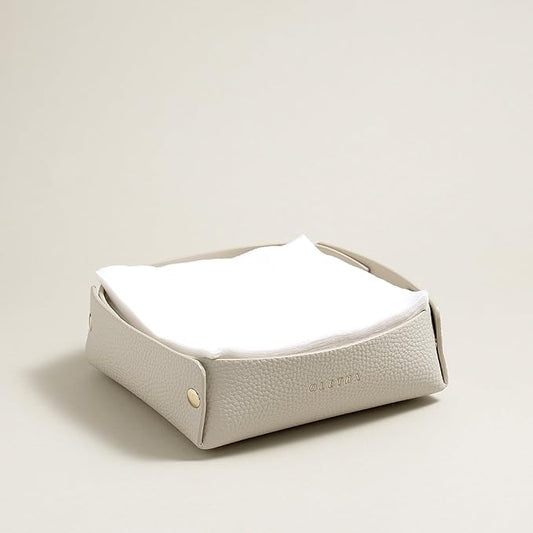 OLETHA Napkin Holder for Luncheon Napkins - Aesthetic Desk Decor for Kitchen & Dining Table - Light Taupe