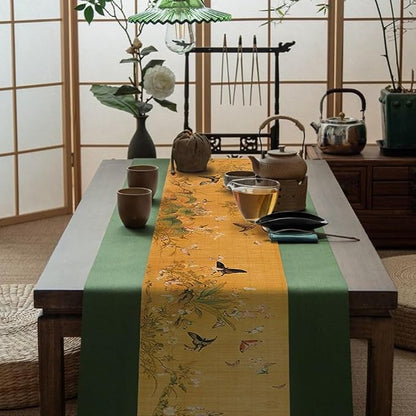 Asian Style Bamboo Table Runner, Ancient Chinese Paintings Zen Table Mat - Image 2