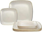 " OCCASIONS " 50 Plates Pack (25 Guests)-Wedding Party Disposable Plastic Plate Set -25 x 10'' Dinner + 25 x 7'' Salad & Dessert plates (Belize Square in Ivory & Gold)