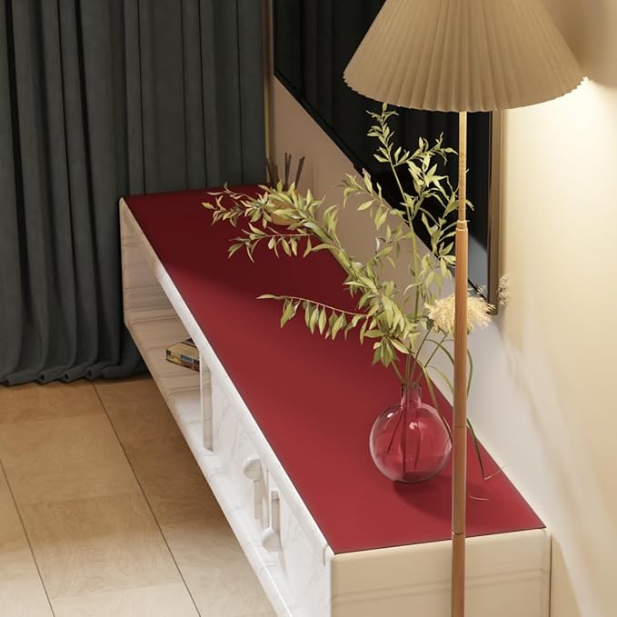 Leather Dresser Cover,1.8mm Thick,14x78 Inch,Dresser Protector Top,Dresser Top Protector,Dresser Cover Top,Dresser Top Cover,Dresser Cover Top for Bedroom.(Black+Wine Red,14x78)
