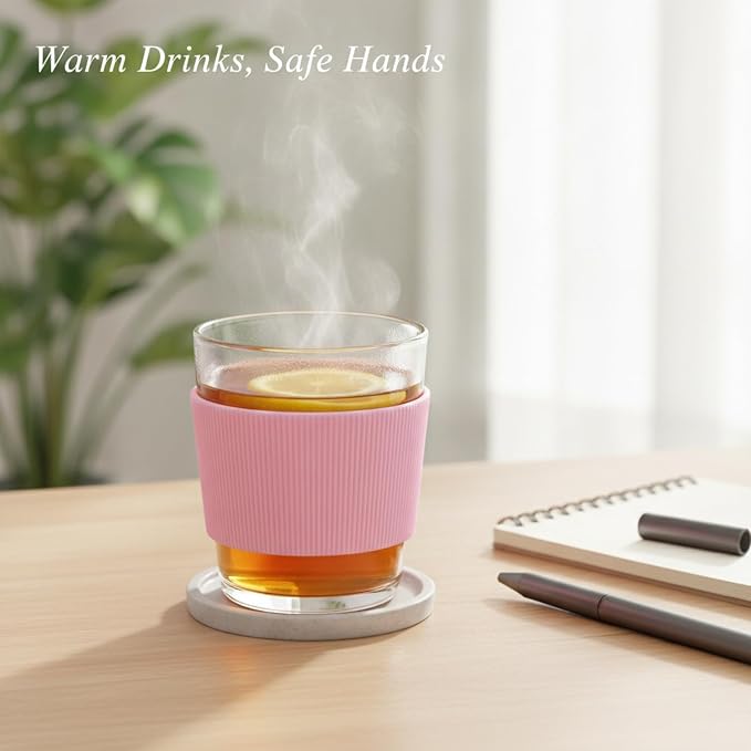 Silicone Cup Sleeve for Beverages, Textured Non-Slip Grip for Handle-less Mugs - Image 2
