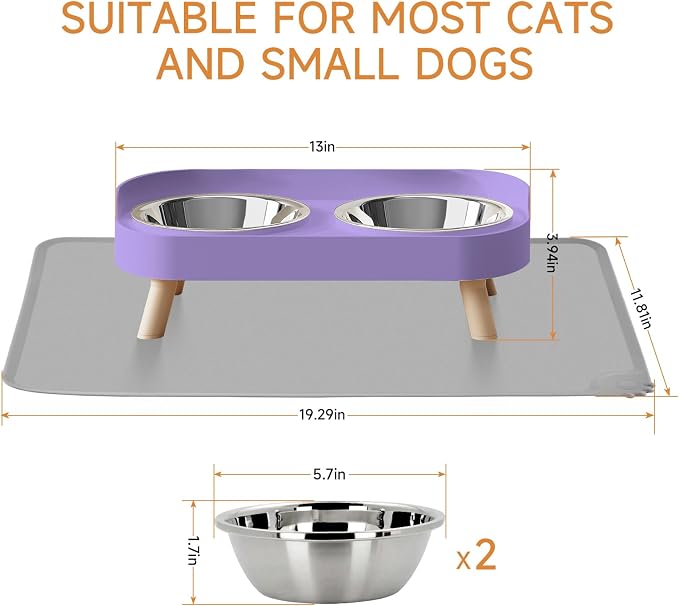 Elevated Cat Bowl with Food Mat, Raised Cat Food and Water Bowl Set - Image 7