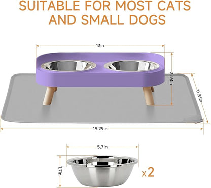 Elevated Cat Bowl with Food Mat, Raised Cat Food and Water Bowl Set - Image 7