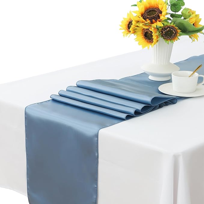 Dusty Blue Satin Table Runner 10 Pack - Image 2