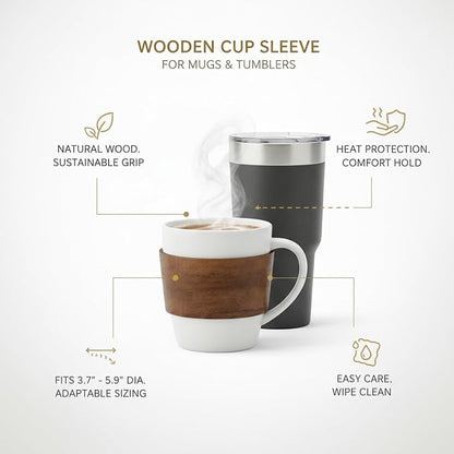 Office Desk & Home Coffee Station Accessory, Wooden Cup Sleeve - Image 5