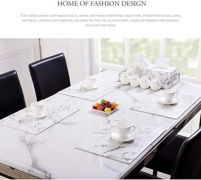 Marble Leather Placemats for Dining Table Waterproof Set of 4 Marble Decor for Kitchen Table Easy to Clean PU Place Mats for Dinning,Office (Marble（Black）)