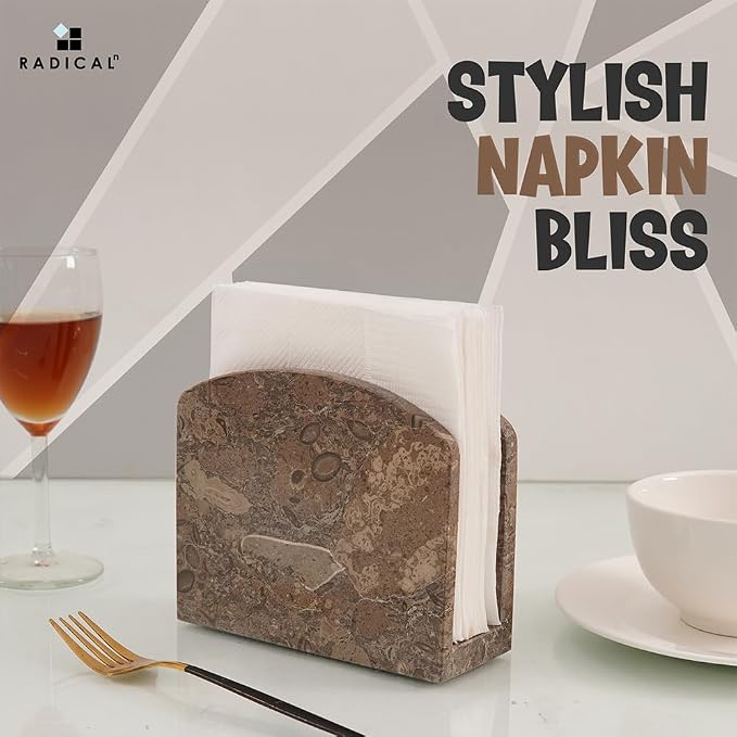 Radicaln Marble Napkin Holder 5 Inches Handmade Oceanic Stone Napkin Holder - Image 4
