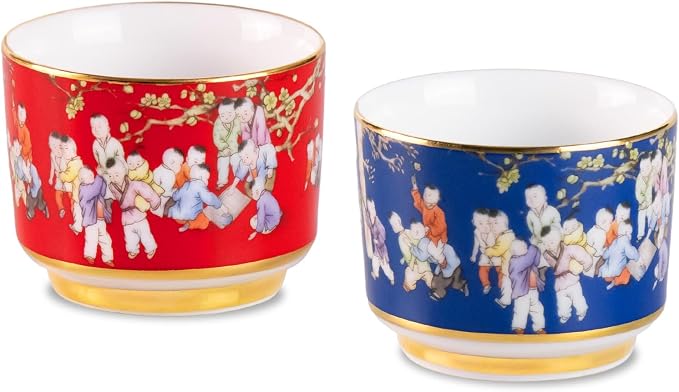 KAMMAK Tea Cups Set of 2, 3.53 Mini Ceramic Teacups Porcelain Handleless Vintage by KAMMAK