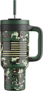 40 oz Camo Tumbler with Handle, 2-in-1 Straw and Sip Lid, Dishwasher Safe by POWCAN