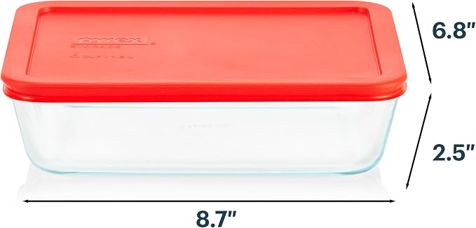 Pyrex Simply Store Glass Food Storage Container, Snug Fit Non-Toxic Plastic - Image 2