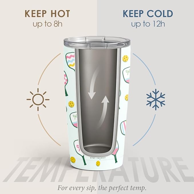 SANDJEST Pickleball Tumbler 20oz, Stainless Steel Travel Cup - Image 3