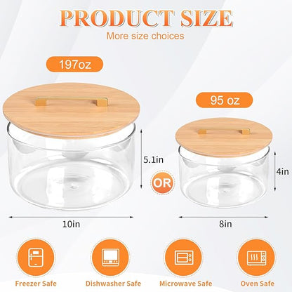 Large Salad Bowl, 8 inch Trifle Bowl Glass with Sealed Lid, Versatile Mixing and Serving Bowl for Laying Ice Cream, Cake, Cupcake, Salad, Fruit, Baking, Dessert and Party Diy, Microwave Safe