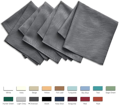 maxmill Jacquard Cloth Napkins 20 x 20 Inch Swirl Pattern 4 Packs Charcoal Solid Washable Polyester Comfortable for Family Dinners Weddings Parties and Banquets