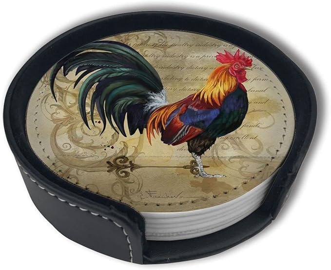 Vintage Rooster Coasters for Drinks by Unknown