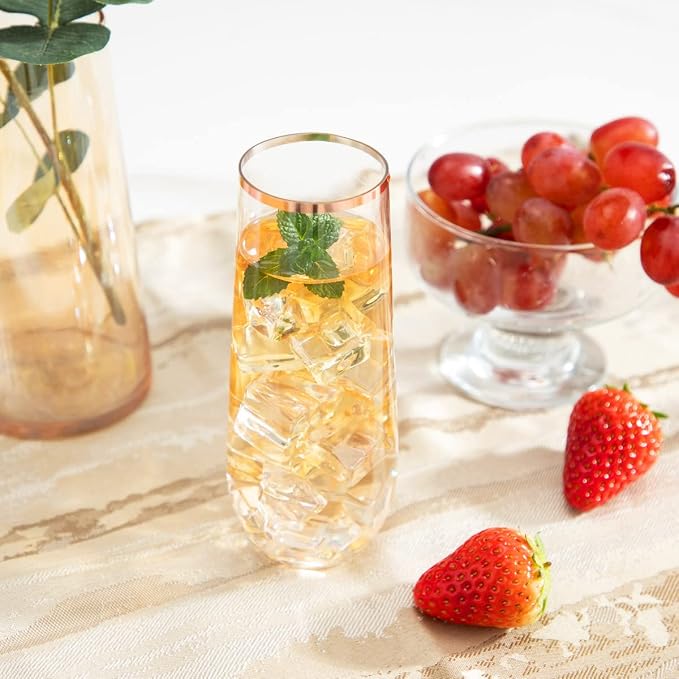 Ciaell 24 Pack Rose Gold Plastic Champagne Flutes - Image 8