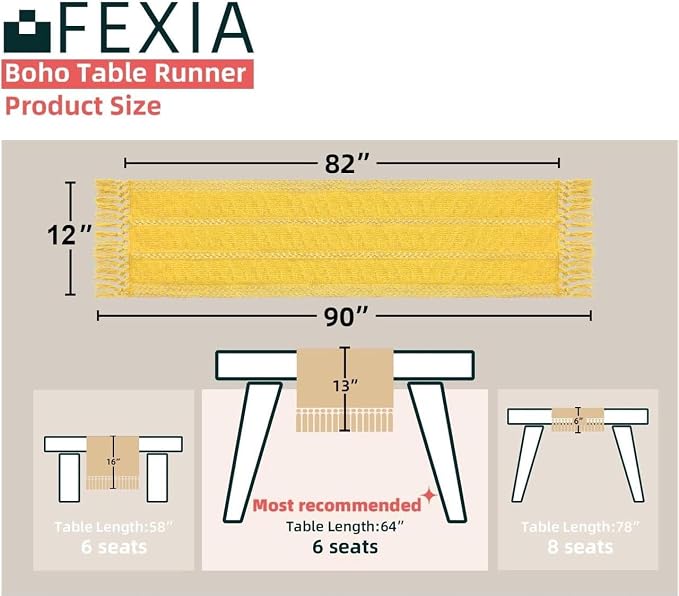 Yellow Table Runner with Tassels 12x90 Inch - Image 2