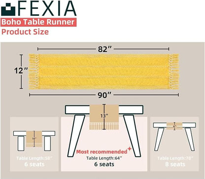 Yellow Table Runner with Tassels 12x90 Inch - Image 2