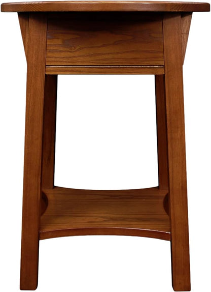 Leick Home Mission End Table, Solid Wood, 18 in. Round, 1 Storage Drawer, Bottom Shelf, Easy-Assembly, For Living Room/Bedroom, Russet, 18.0 in. Diameter x 24.0 in. H, 9056-RS