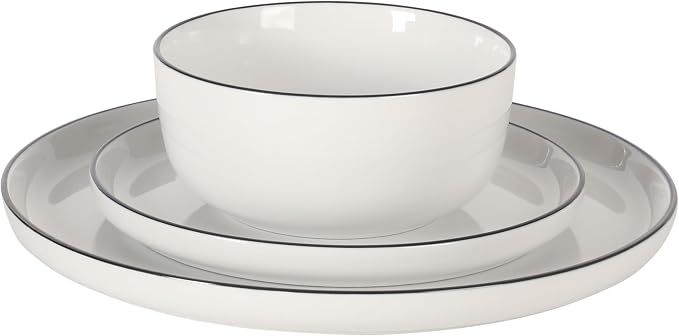 Gibson Home Oslo 12-Piece Porcelain Dinnerware Set – Dinner Plates, Salad - Image 8