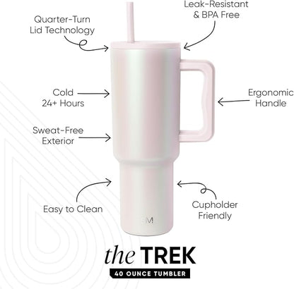 Simple Modern Tumbler with Handle and Straw | 40oz | Pearlescent | Trek Tumbler - Image 2