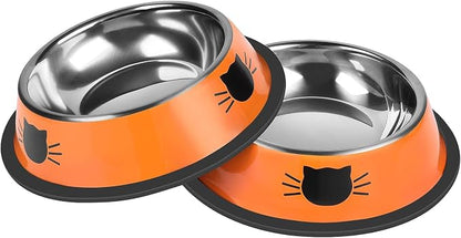 Serentive 2 Pcs Non-Slip Stainless Steel Small Cat Food Bowls by Serentive