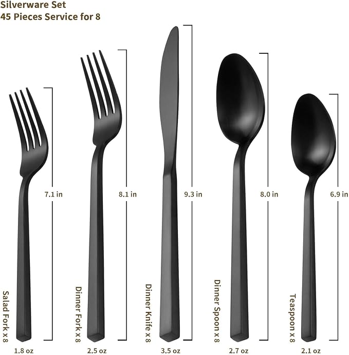 Alata Cube 45-Piece Forged Stainless Steel Flatware Set Cutlery Set - Image 5