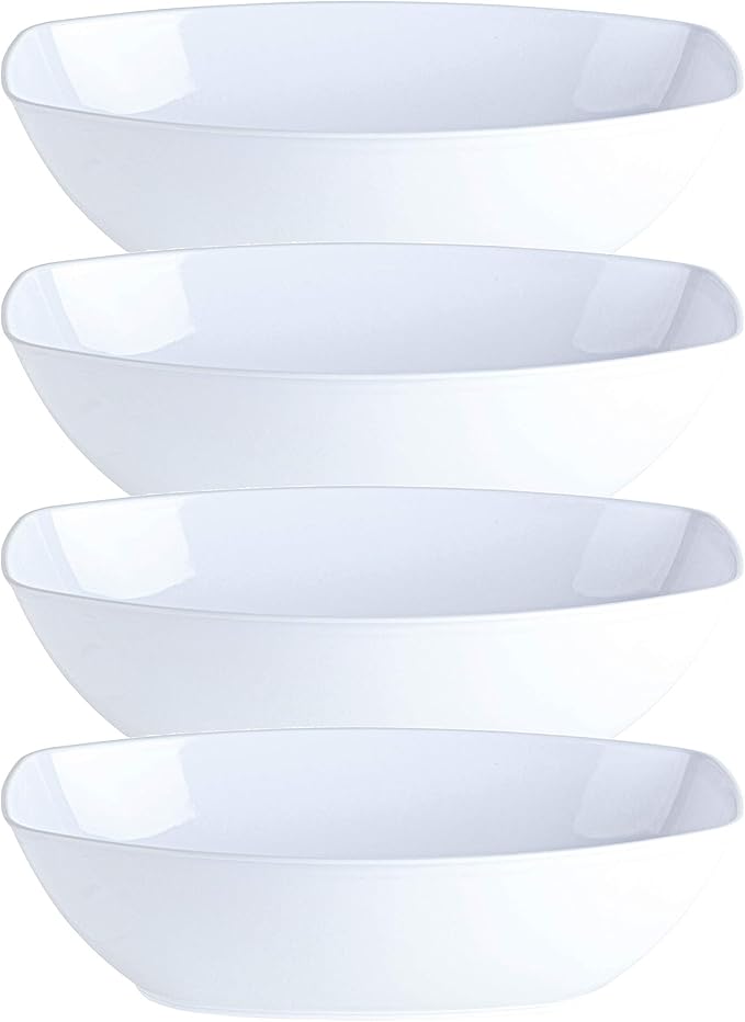 White Disposable Oval Serving Bowls, Party Snack Salad Bowl Pack of 4 by PLASTICPRO