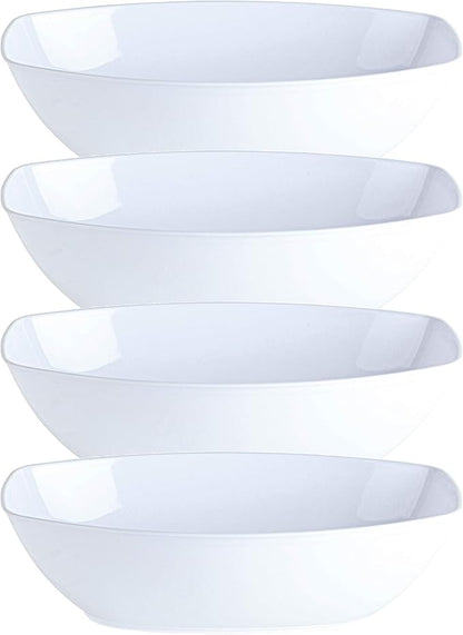 White Disposable Oval Serving Bowls, Party Snack Salad Bowl Pack of 4 by PLASTICPRO