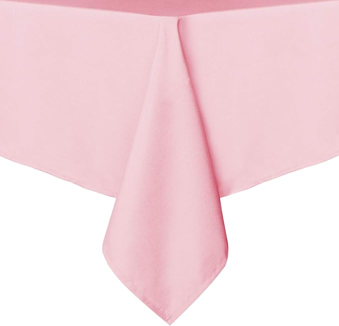sancua Rectangle Tablecloth - 70 x 70 Inch - Stain and Wrinkle Resistant Washable Polyester Table Cloth, Decorative Fabric Table Cover for Dining Tables, Buffet Parties and Camping, Pink