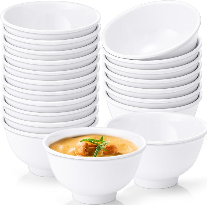 Tioncy 20 Pack Melamine Bowl Set 25 oz White Soup Bowls Set Basic All Purpose by Tioncy