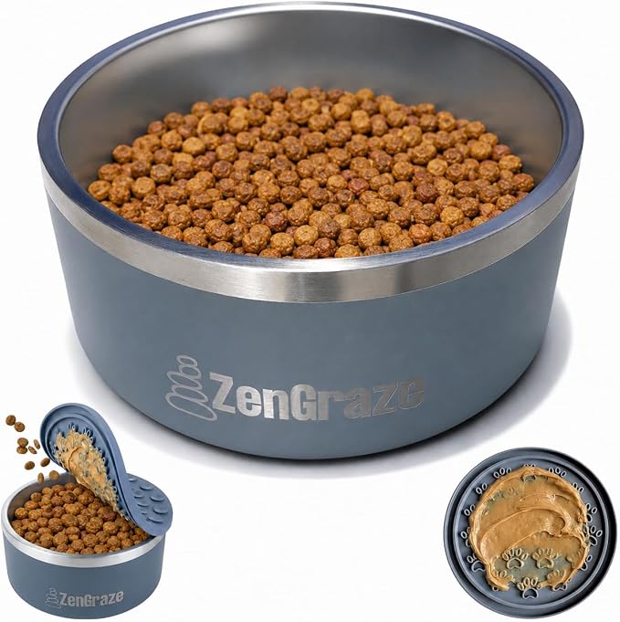 Stainless Steel Dog Bowl for Large Dogs | 64 oz, Non-Slip Base | Includes by KNRVCommerce