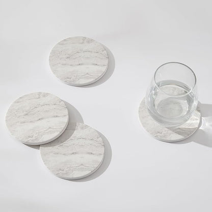 Set of 6 Off White Abstract Onyx Marble Coasters - Image 4