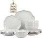 Sango Bethany 12 Pieces Scalloped White Plates & Bowls Set by Sango