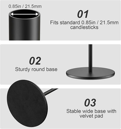 Set of 12 Black Taper Candle Holders Bulk Candlestick Holders, Decor Candle Stick Candle Holder for Table or Mantel Centerpiece, Wedding, Dinning, Party Home Decor