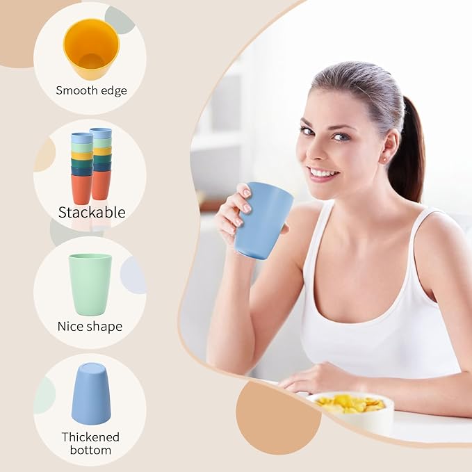 Lazycorner Wheat Straw Cup 12 Pcs Drinking Glasses Unbreakable Drinking Cup - Image 6