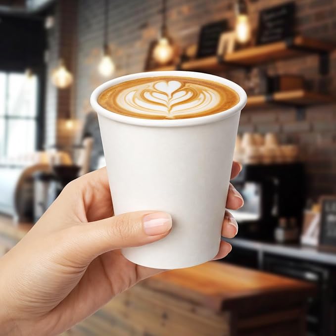 8 oz Paper Coffee Cups, 300 Pack Bulk White Disposable Paper Cups - Image 7