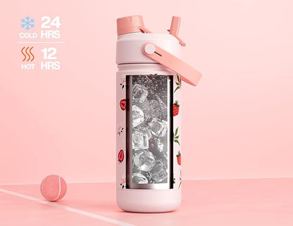 18 oz Kids Water Bottle: UV-Activated, 2-in-1 Straw Spout Lid, Easy Carry - Image 3