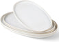 theterra Ceramic Serving Platter, 15.6"/14.4"/12.2" Oval Serving Dishes for Entertaining, Oven Safe, Microwave Safe, Serving Plates Set of 3 for Wedding, Party, Turkey, Reactive White