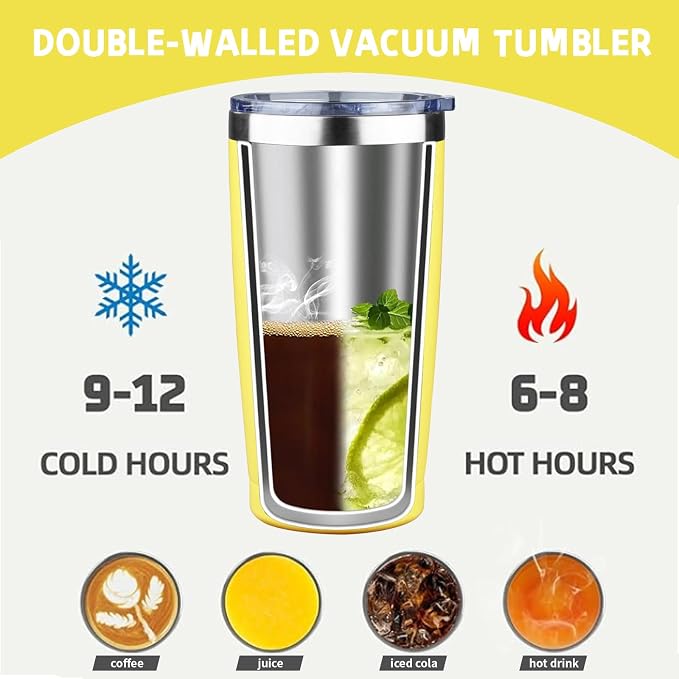 20 oz Tumbler with Lids and Straws, Stainless Steel Insulated Coffee Tumbler - Image 3