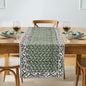 Basil Green Hand Block Print 100% Cotton Table Runner 16x70 Inch | Perfect by Ridhi