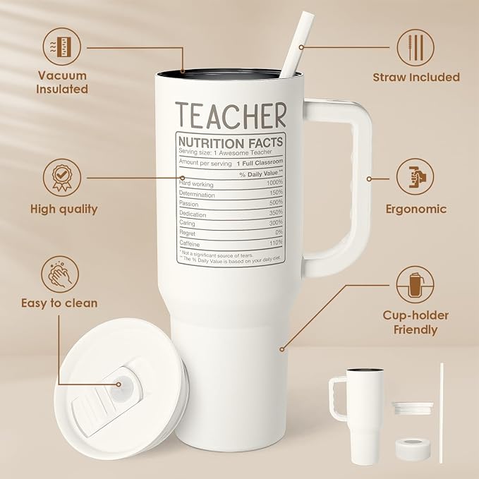 SANDJEST Teacher Appreciation Gift – 40oz Stainless Steel Insulated Tumbler - Image 2