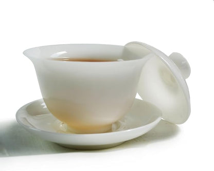 Liang baobao Ice Jade White Porcelain Gaiwan, 5oz Teacup Suet-fat Jade - Image 2