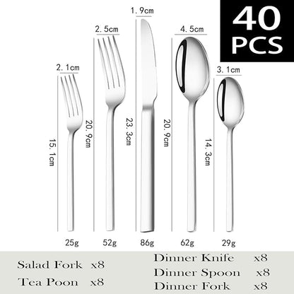 Silverware Set, 40-Piece Forged Flatware Cutlery Set Premium Stainless Steel - Image 2