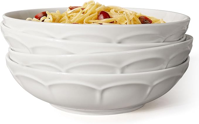Pasta Bowls 32oz, Ceramic Large Salad Bowls 8 inch, Entertaining, Wide Shallow by Artena